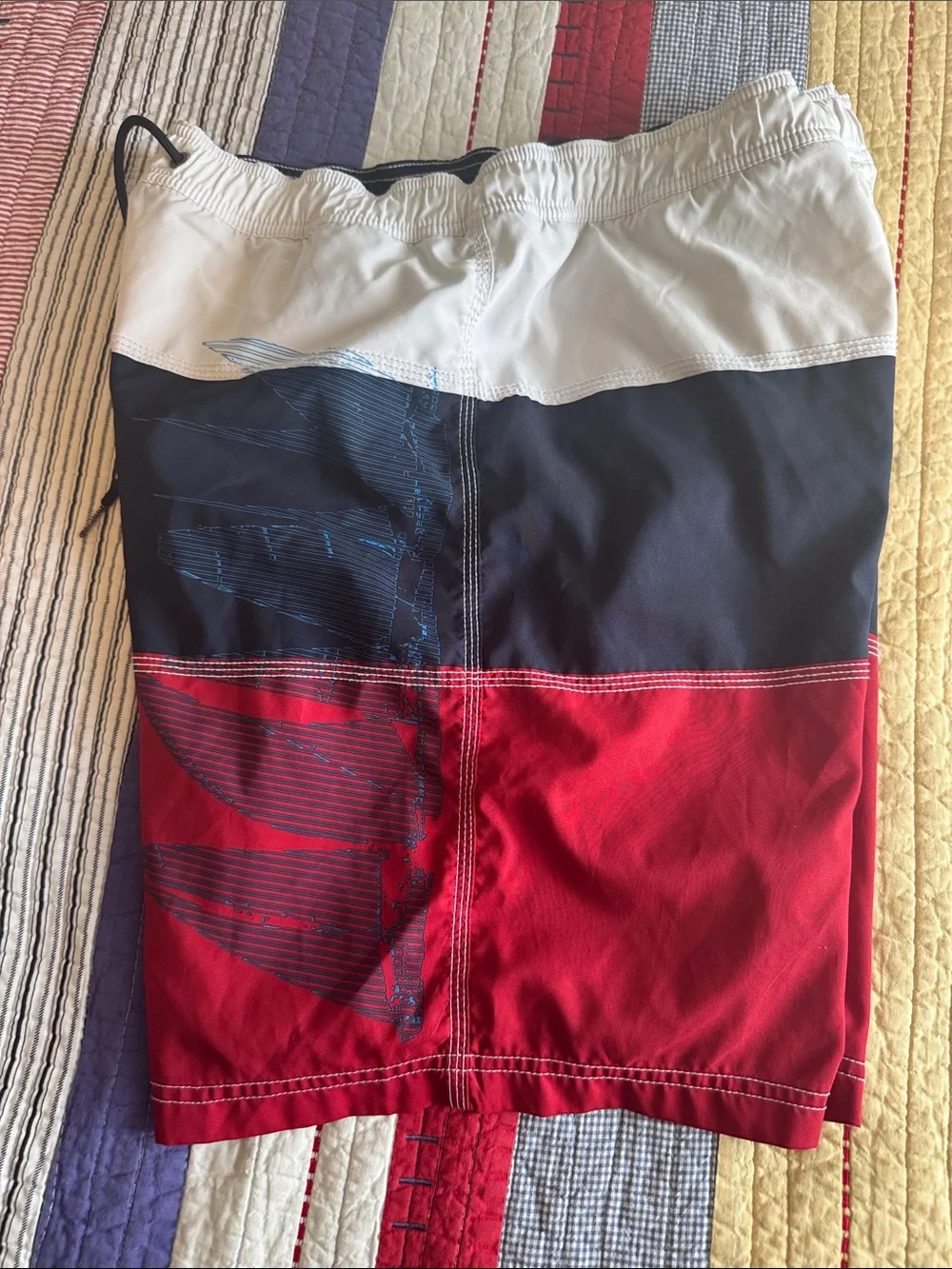 Nautica Red, White & Blue Swim Shorts Mens Size M July 4th